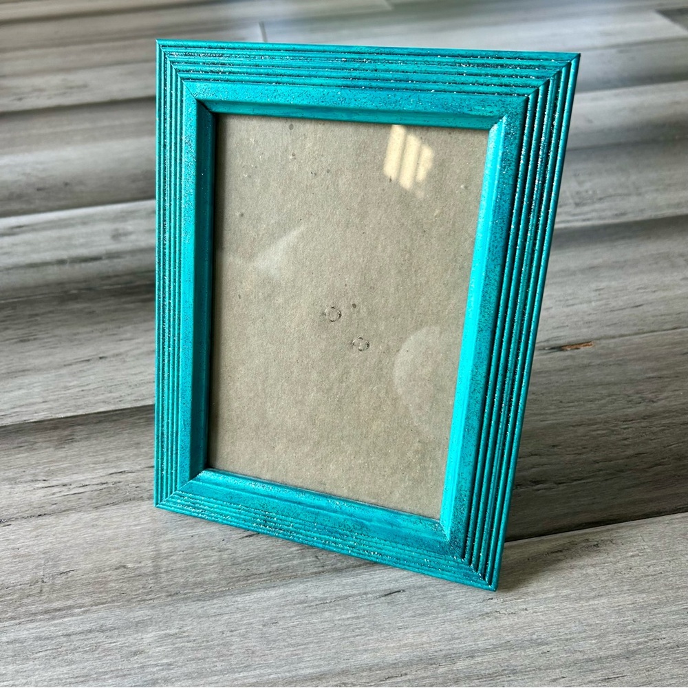 💜 LAST CHANCE Hand-painted Teal Turquoise Glitter Picture Frame 5 x 7